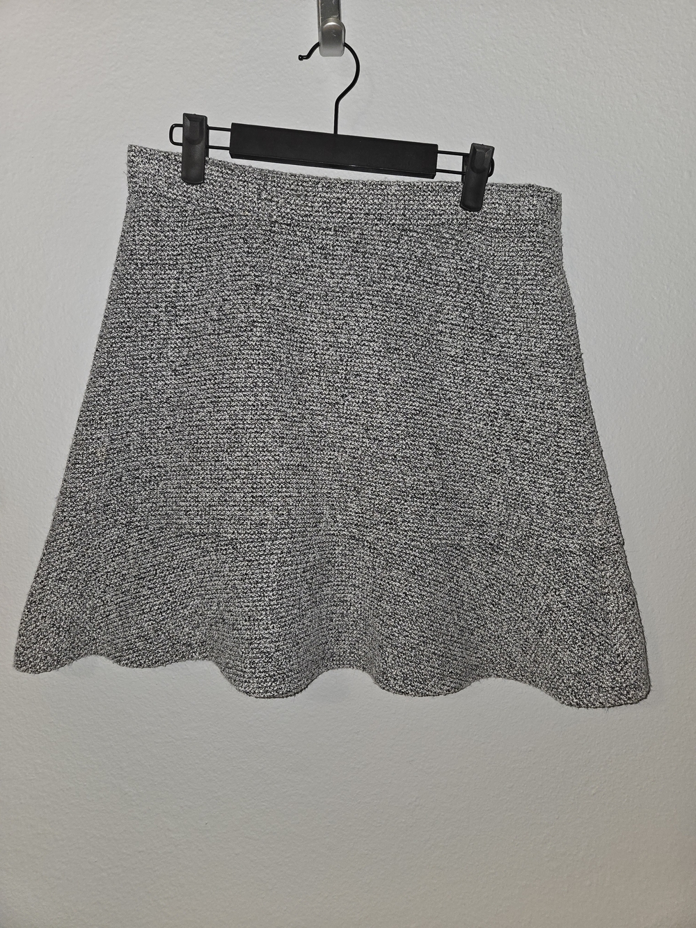 LOFT Black and White Textured A-Line Midi Skirt